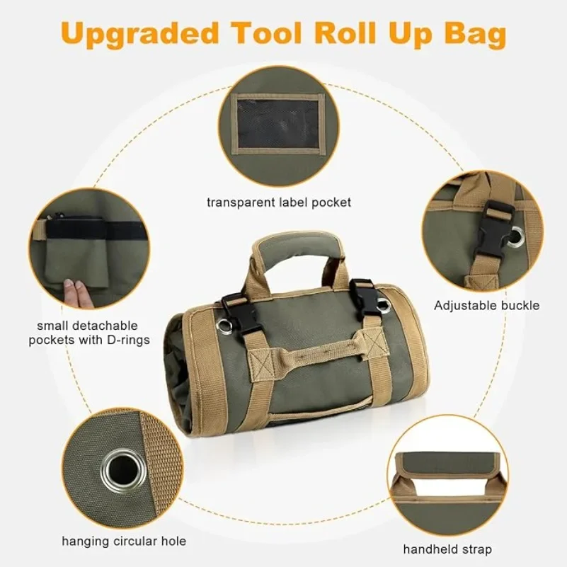 Tool Roll Bag Organizers Electrician Kit Roll-type Easy Carry Storage Hanging Bag Vehicle-mounted Multifunctional Hardware Gift