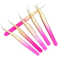 1 Pc Eyebrow Tweezers for Lashes Artists Ice Flower Anti-Static Stainless Steel Eyelash Extension Makeup Tweezer Tools 2