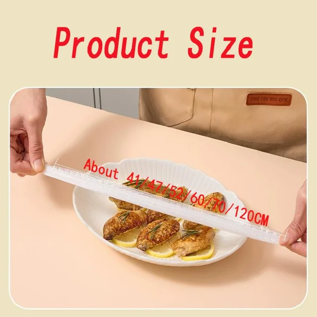 Couverture alimentaire jetable, enveloppe Saran de qualité alimentaire, sac de rangement pour fruits et légumes frais, sac en plastique élastique, accessoires de cuisine 6