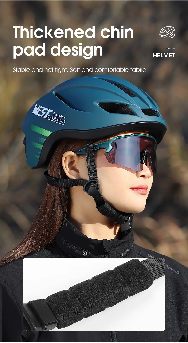 WEST BIKING Fahrradhelm Herren Damen Fahrradhelm Integral geformt verstellbar MTB Straße verdickter Sport sicherer Hut Fahrradhelm – Detail 11