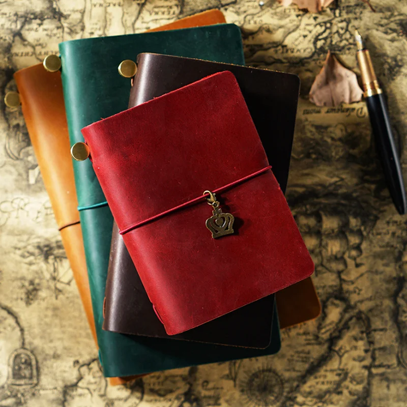 AIGUONIU Leather Notebook Handmade Vintage Cowhide Diary Passport Size TN Travel Notebook Cover Journal Sketchbook Planner leather notebook notebook cover
