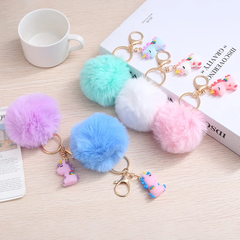 puffy-keychain-Artificial-Fur-Puff-Hair-Ball-Pompoms-Car-Bag-Backpack ...