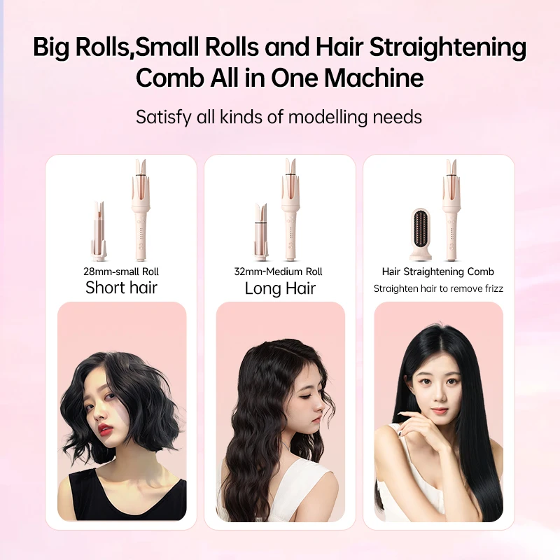 Automatic Curling Iron 32mm Auto Rotating Ceramic Hair Curler Anti-Scald Fast Heating Hair Curling Wand for Hair Waves Styling 20