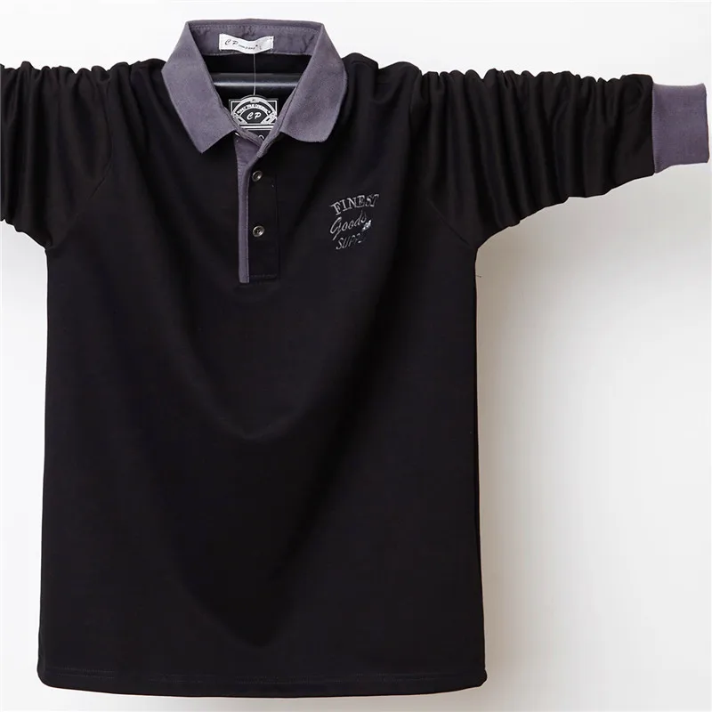 

Plus Size 6XL-L Polo Shirt Collar Men Autumn Button Brand Men Polo Shirt Long Sleeve Casual Male Shirt Dress Polo Shirts Casual