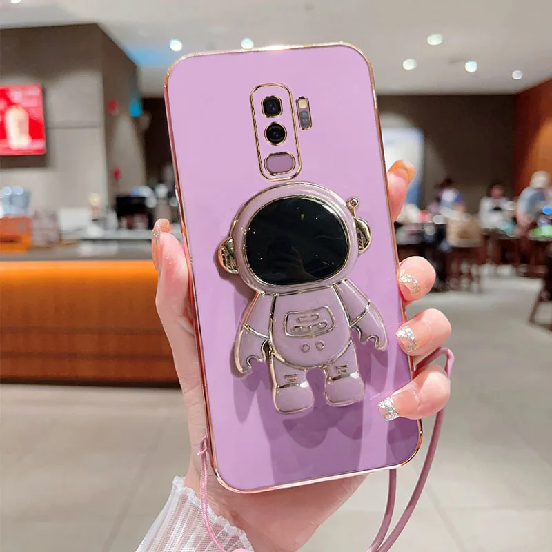 Luxury Plating Square TPU Glossy Phone Case with Cute Stand and Soft Silicone Back Cover