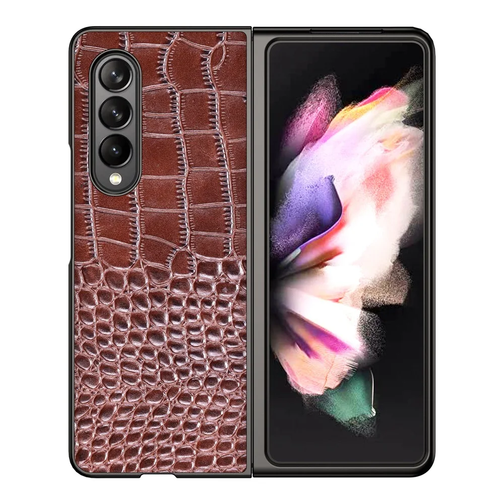 

Роскошный Ретро чехол для телефона из натуральной кожи для Samsung Galaxy Z Fold3 складной 2 3 откидной Чехол из крокодиловой кожи аллигатора защитная задняя крышка