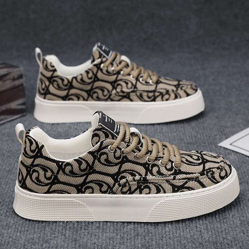 2024 Designer Men's Shoes Trendy Printed Chunky Sneakers New Soft Sole Embroidered Canvas Shoes Men Casual Shoe Tenis Masculino 2