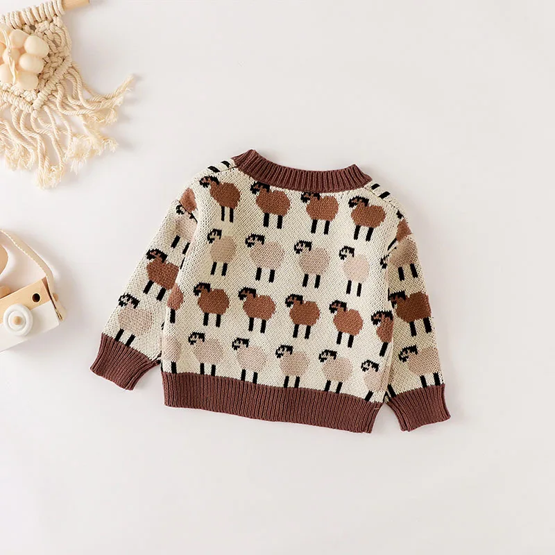 Newborn Baby Boys Girls Cardigan Sheep Baby Coat Infant Girls Cartoon Lamb Long Sleeves Coat Spring Autumn Clothes