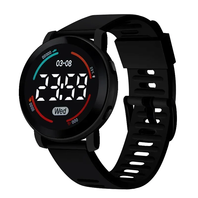 Luminous LED Sports Watch 2025 New Fashion Round Waterproof Electronic Watch Men and Women Digital Clock Relojes Electrónicos 6