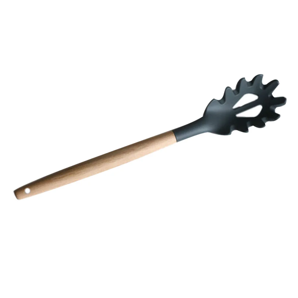 

Wood Handle Silicone Spaghetti Spoon Multi-functional Pasta Claw Practical Pasta Claw Spoon Reusable Pasta Noodle Spoon for Home
