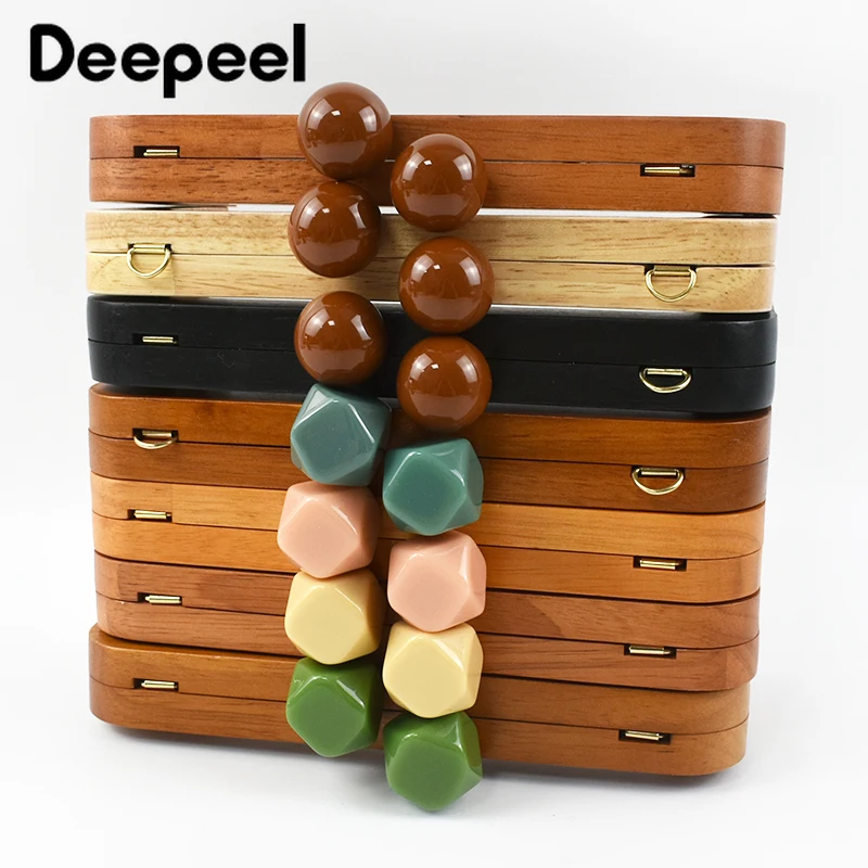 1 Stück Deepeel 20 x 8 cm Holz Taschengriff Geldbörsenrahmen Harzkopfgriffe für Handtaschenverschluss Klammern Kussverschluss DIY Taschen Zubehör