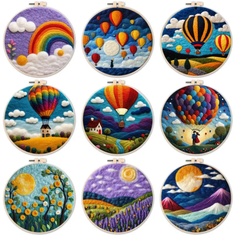 SDOYUNO Landsacpe, цветок, фетровая картина, смешная шерстяная игла, набор для рукоделия, искусственная шерсть для взрослых, подарок для начинающих