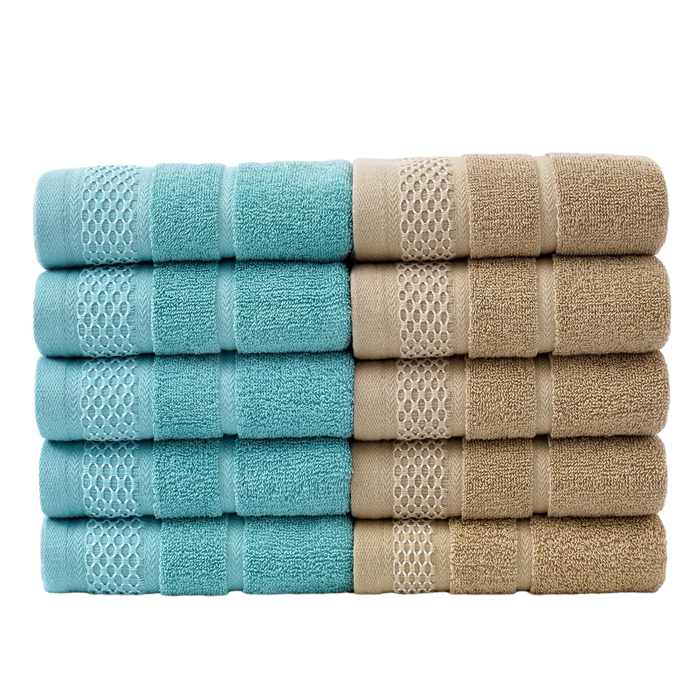 URBANLIFE 32S 콤비네이션 코튼 핸드 타올 세트 10pcs, 울트라 소프트 고 흡수성 프리미엄 성인 가정용 Prue