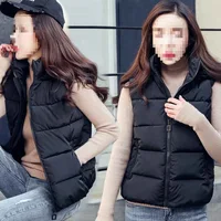 Slimming Effect down Cotton Short Jacket Women's Style Detachable Cap Polo Collar Trendy Spring Outerwear Versatile Vest