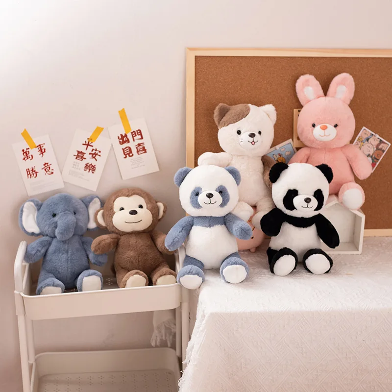 Cute Monkey Rabbit Panda Plush Toys Animal Doll Girls Birthday Gift Grabber Dolls Soft Cuddly Stuffed Animals Kids