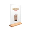 A4 acrylic standing board L-shaped wooden table card holder advertising board desktop T-shaped table card dining board 5