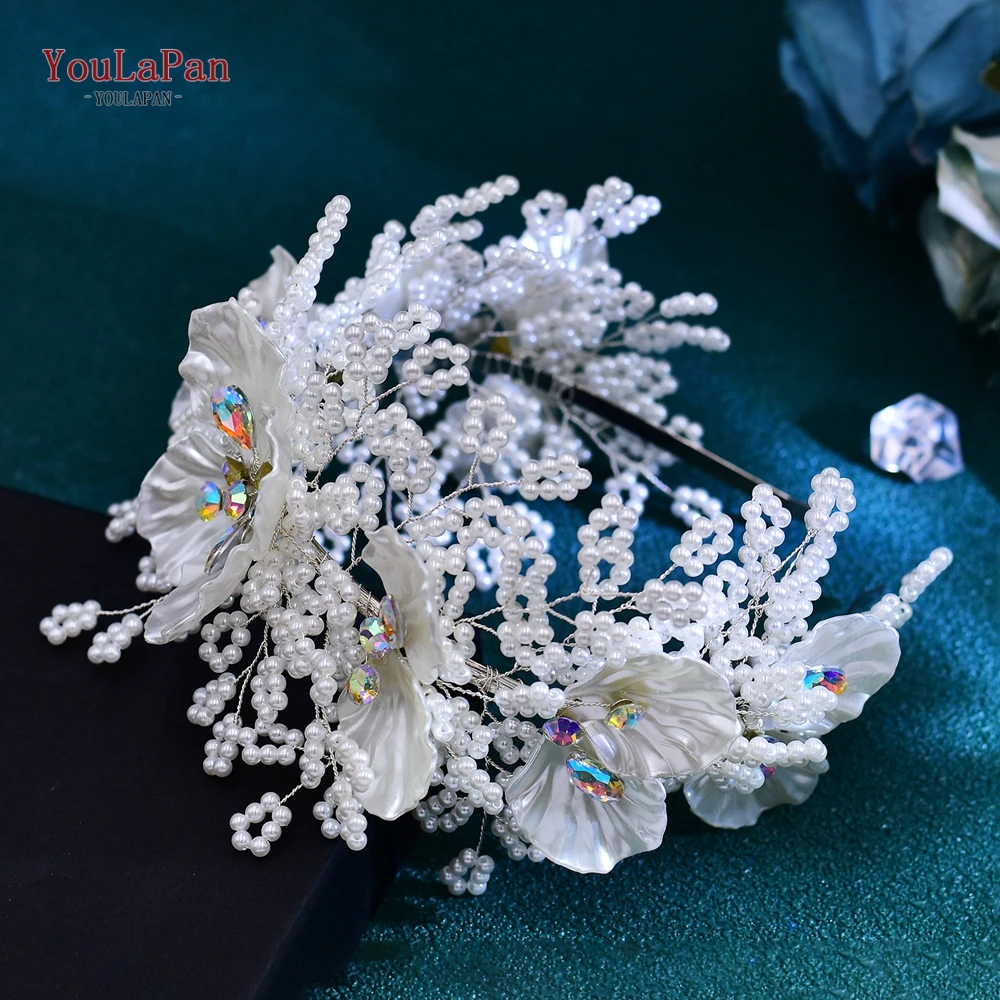 YouLaPan Bride Beaded Headband Colorful Gemstone Woman Party Headwear Elegant Women Wedding Event Hair Accessories HP675