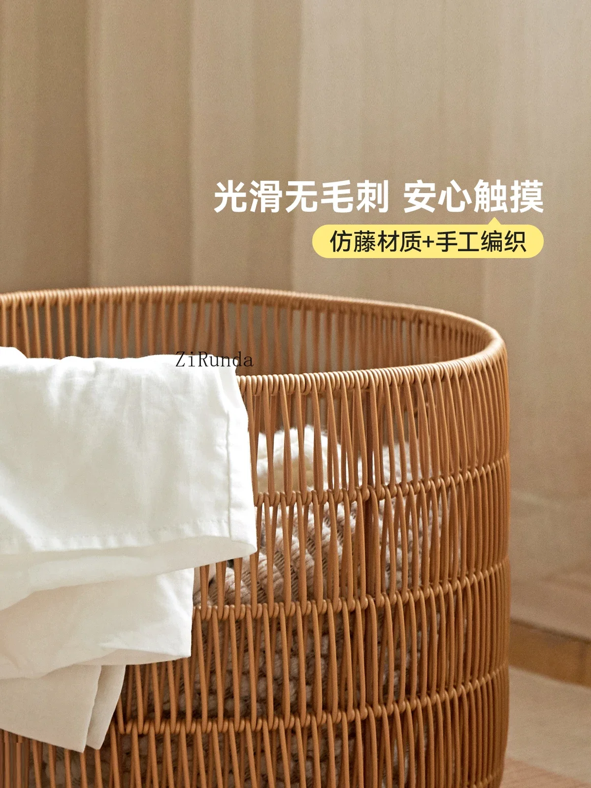 Solid wood children's bedside table cream wind toy storage basket simple sofa small side few