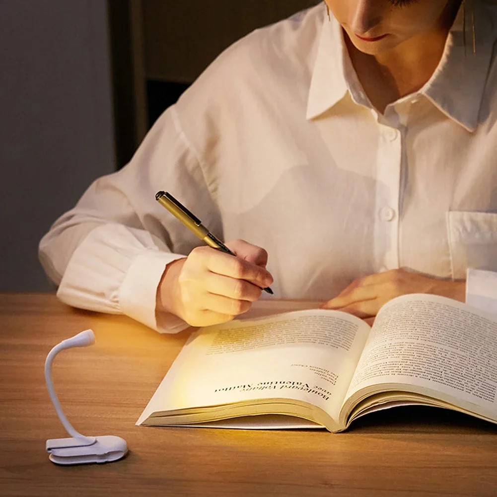 LED Reading Lamp USB Rechargeable 3 Colors Adjustable Clip-on Desktop Book Light Eye Protection Portable Study Room Mini Light - 4