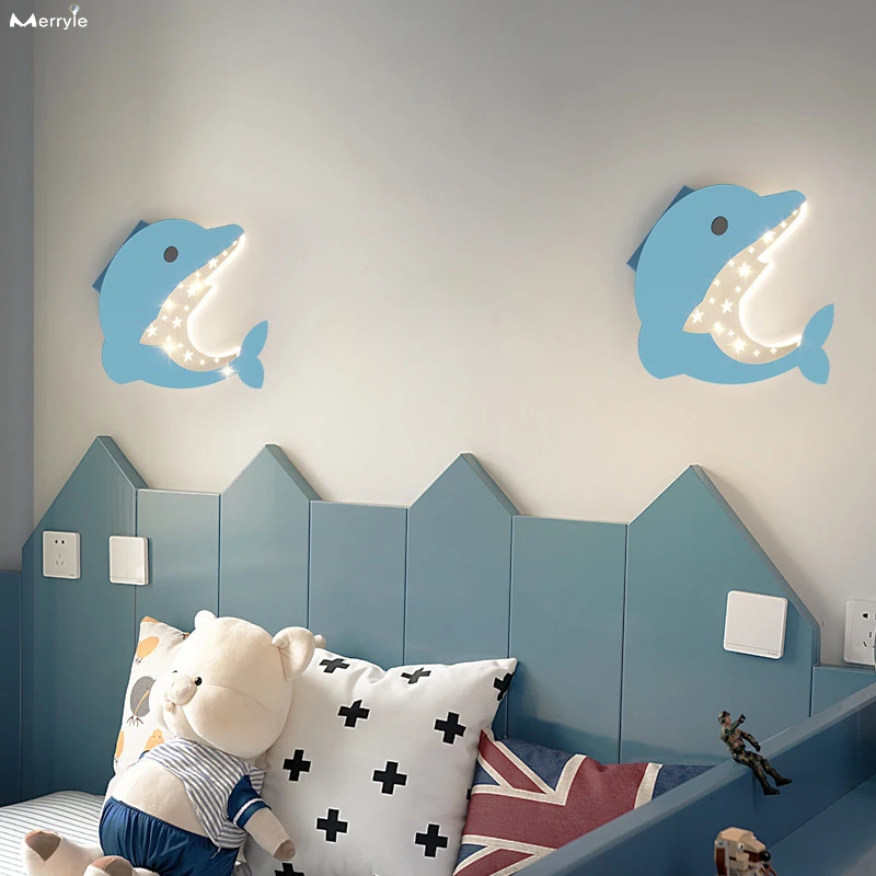 

Indoor Children's Room Wall Lamp Nordic Creative Bedroom Bedside Lamp 3 Colors Acrylic Wall Lights LED Sconce Light Decor Home