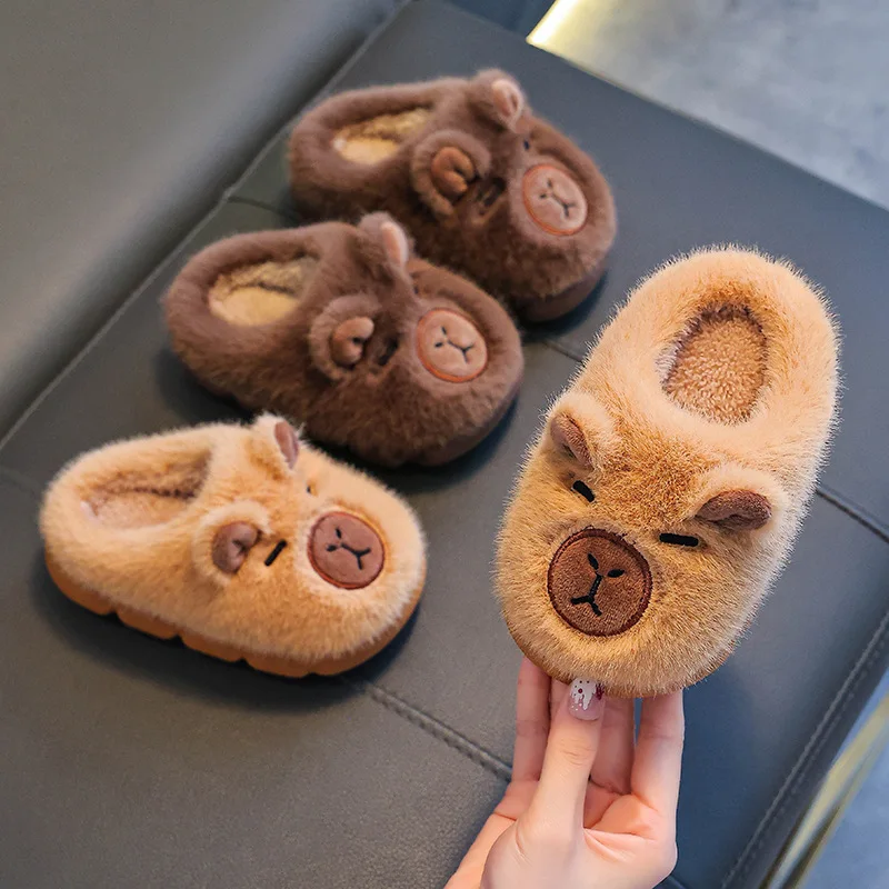 Children's Cartoon Winter Slippers Indoor Home Fluffy Slippers Boys Girls