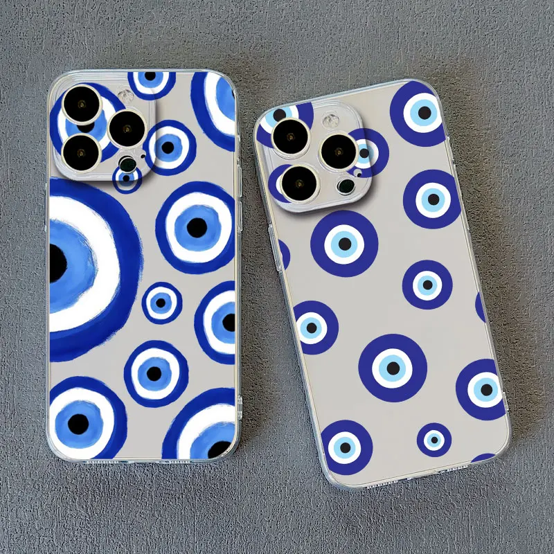 Wunderschöne Augen blau böse Blick drucken Handy hülle für iPhone 14 plus Pro Max 12 13 11 Pro Max Mini x xr xs transparente Rück abdeckungen – Detail 16
