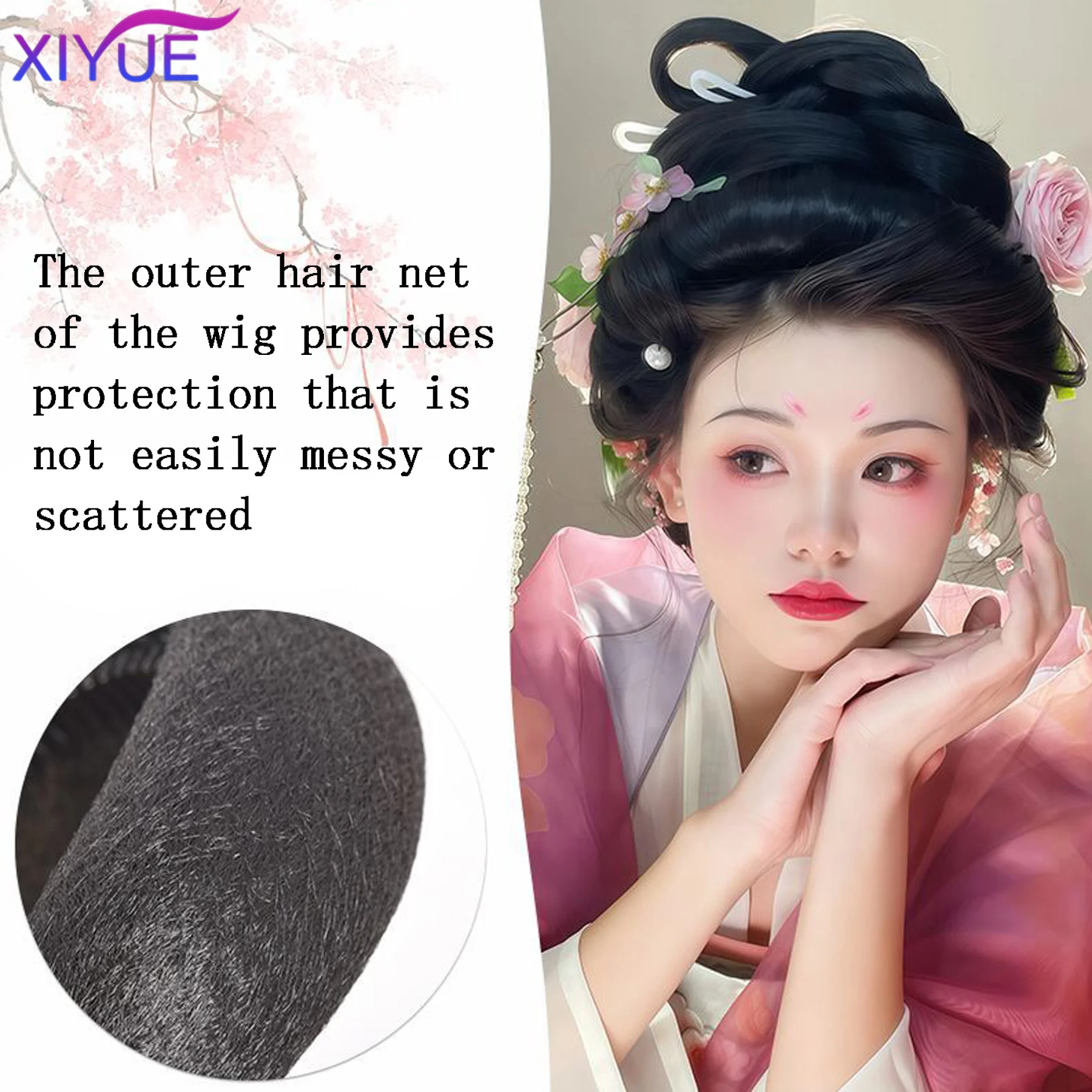 XIYUE Synthetic Ancient Costume Hanfu Wig Soft Pad Hair Bag Strap Type Bendable Round Ox Horn Stick Ancient Style Pad Hair