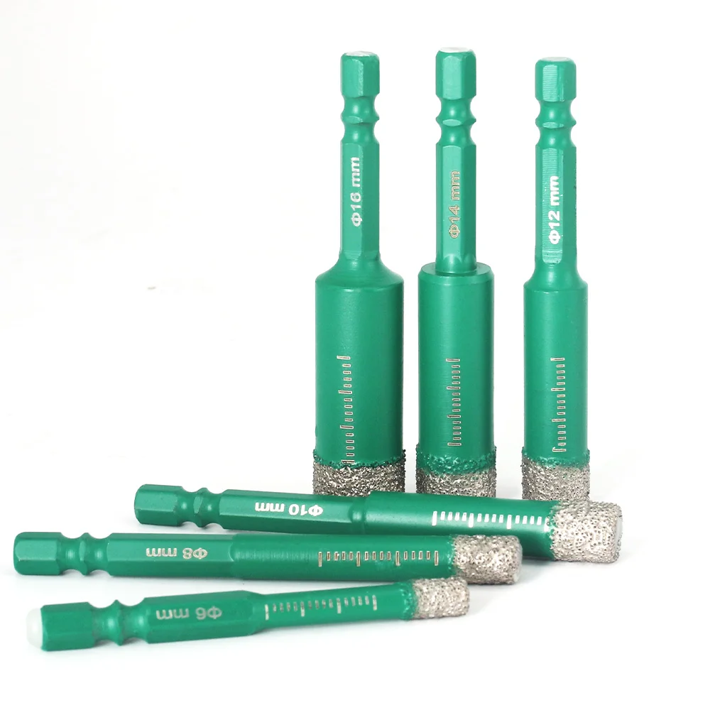 Diamond Drill Bit 6-16mm Hex Shank Built in Cooling Wax Porcelain Tile Glass Granite Marble Ceramic Hole Saw Cutter Drill Bit