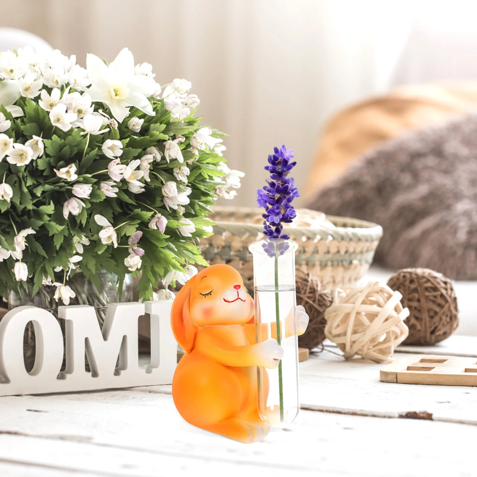 

Glass Vase Multipurpose Clear Tube Household Vase Decor with Animal Decor Desktop Glass Vase Decor