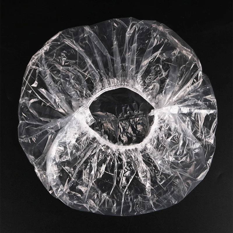 100 Adet Tek Kullanımlık Duş Başlıkları - Ekstra Büyük Plastik Saç Kapakları, Ev Kullanımı için Su Geçirmez Şeffaf Banyo Başlıkları