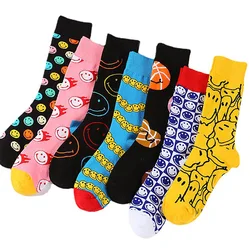 NEW 45 Style Smile Face Series Women Socks Cotton Kawaii Casual Creative Expression Cute Fashion Long Socks