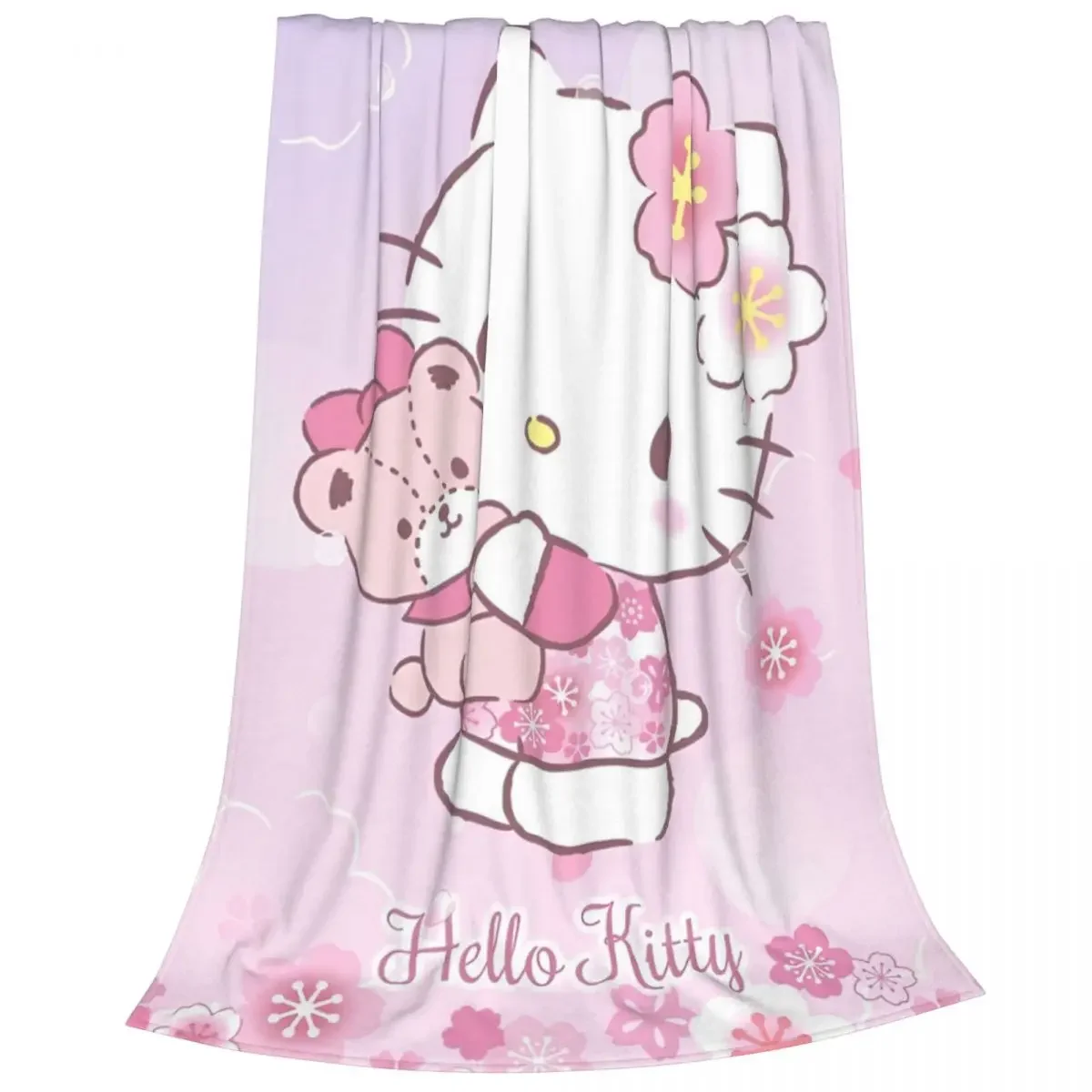 Cute Pink Hello Kitty Blanket Fleece Winter HelloKitty Portable Soft Throw Blankets for Home Travel Bedding Throws 3