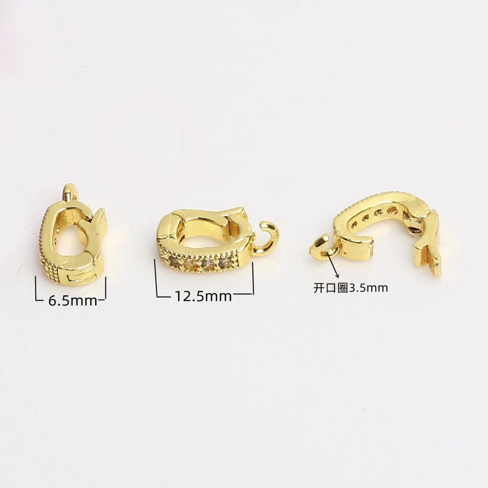 5Pcs 황동 18K 골드 도금 마이크로 포장 지르콘 진주 강화제 클립 Diy 목걸이 쥬얼리 만들기위한 스냅 보석 펜던트 베일 핀치
