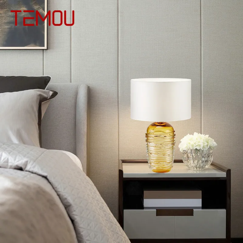 

TEMOU Nordic Modern Glaze Table Lamp Fashionable Art Iiving Room Bedroom Hotel LED Personality Originality Desk Light