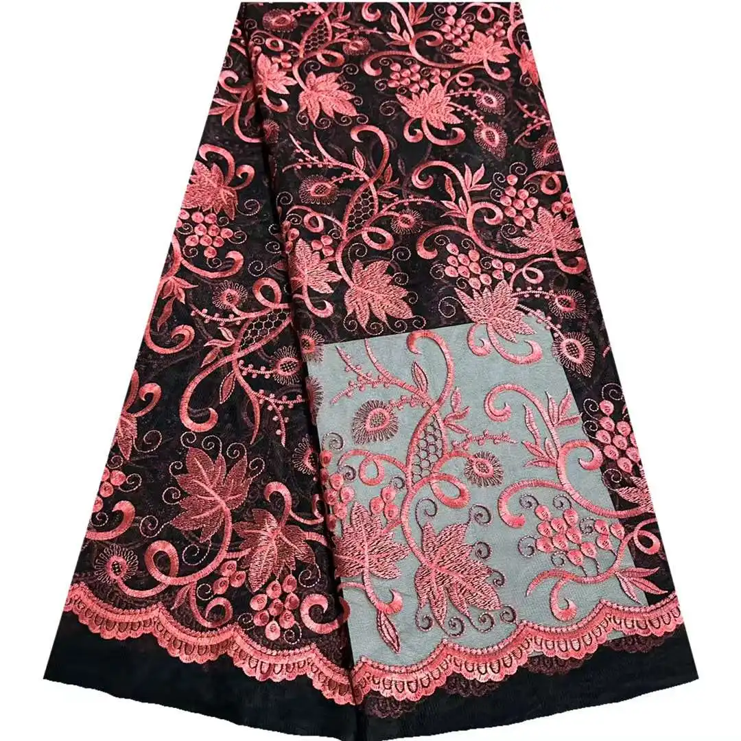 

Beautiful Mesh Lace Fabric Tulle Embroidery Flower Craft Sewing Design Supplies Banquet Party Dress Skirt Nigerian Free Shipping