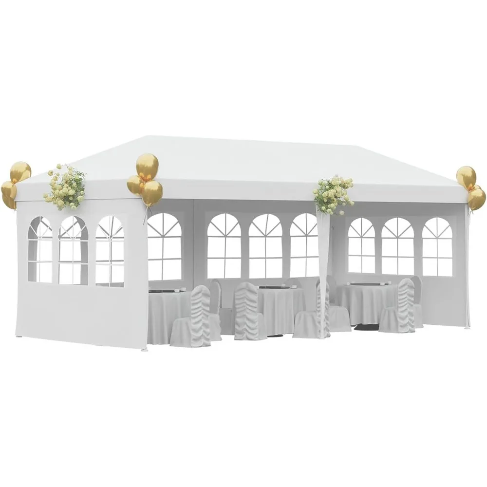 

Garden 10x20 Outdoor Gazebo Wedding Party Tent Canopy Tent With 4 Removable Sidewalls White Tents Outdoor Camping Hiking Sports