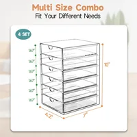 Makeup Drawer Storage Organizer with 24 Drawers, 4 Set Acrylic Office Desk Organization and Storage 2