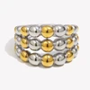 E.B.belle Stainless Steel Beading Ring Gold Plated Tarnish Free Minimalist Pattern Hypoallergenic Waterproof Women's Jewelry