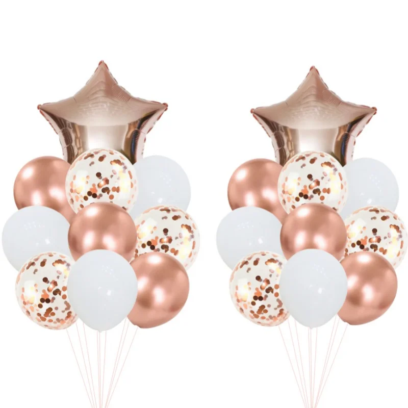 

Foil Balloons Set Confetti Latex Balloons Rose Silver Gold Birthday Party Wedding, Festive Background Decoration 20pcs/pack