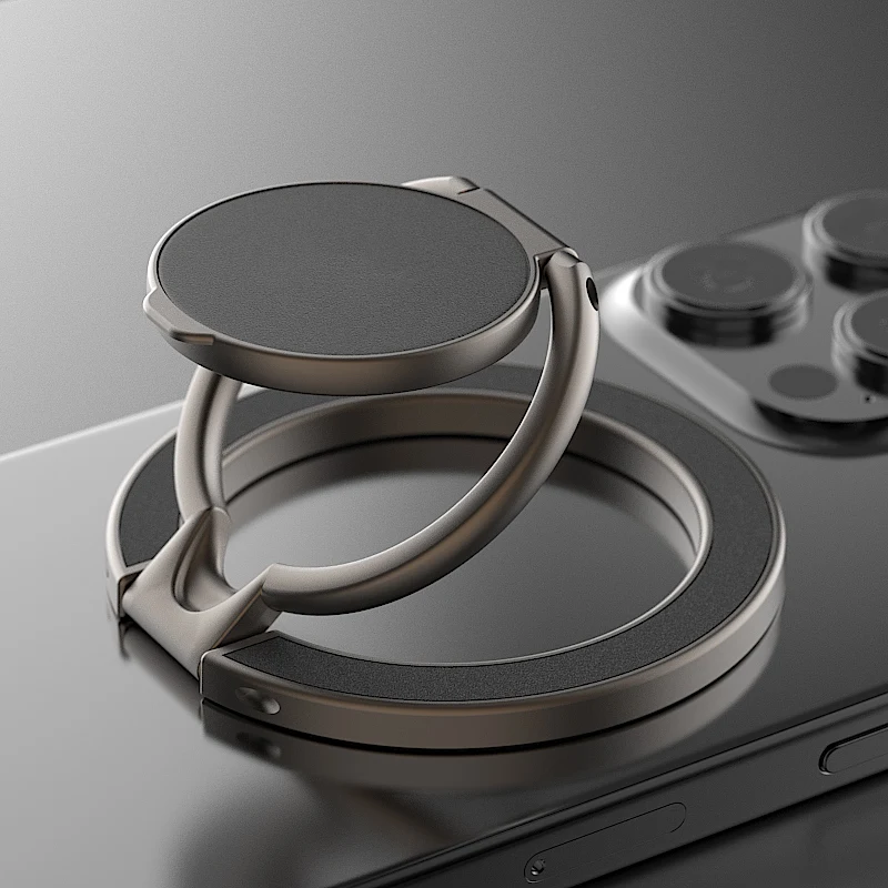Dual-Sided Magnetic Phone Stand and Ring Holder with Kickstand Grip
