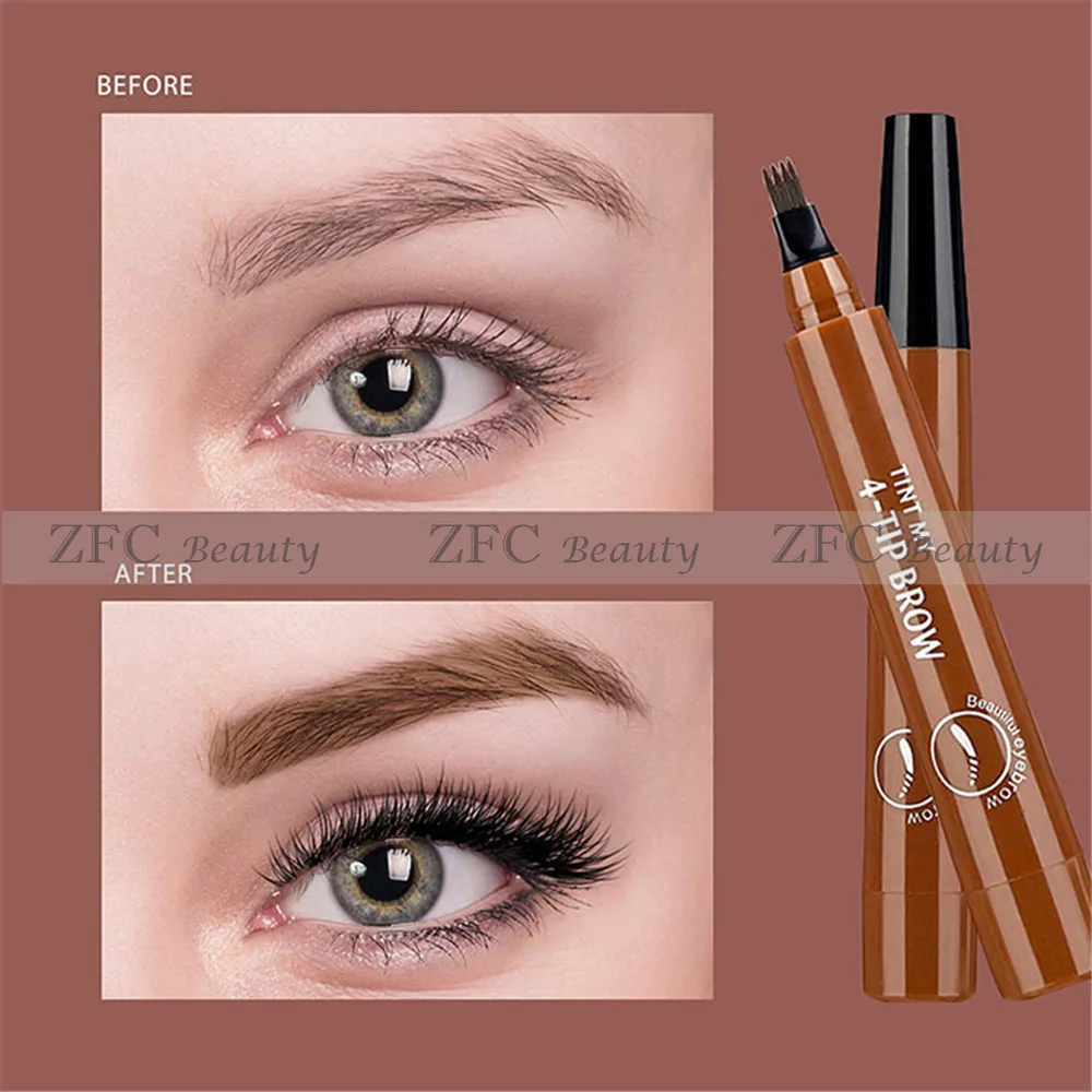 

Private Label Tattoo Eyebrow 3D Liquid Ink Pen Waterproof 4 Fork Pencil Brow Eyes Makeup Female Cosmetics No Logo Makeup