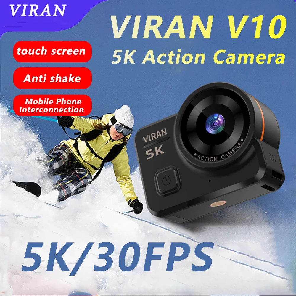 VIRAN V10 5K/30FPS Action Camera Electronic Image Stabilization 2.0" Touch Screen 30M Waterproof 4K Action Cameras Sport Camera