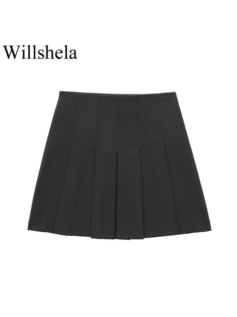 Willshela Women Fashion Solid Skirts Shorts Vintage High Waist Side Zipper  Side Slit Female Chic Lady Shorts - AliExpress