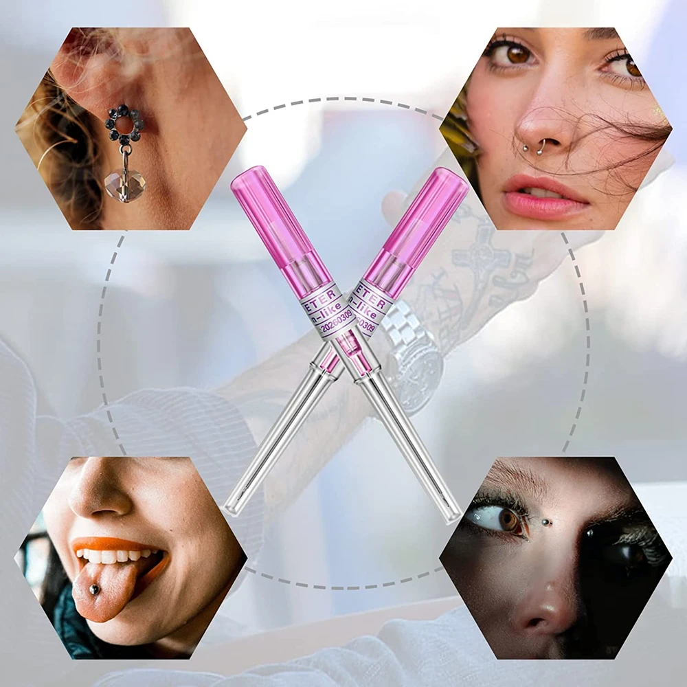 Tattoo Needles Disposable Piercing Needles 14/16/18/20/22G Catheter Cannula Sterile Body Ear Nose Nipple Lip Piercing Tools Tattoo Needle