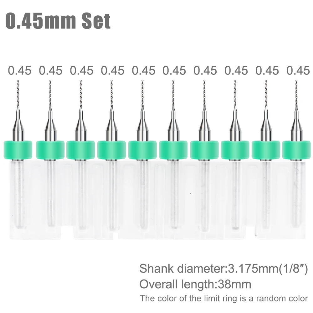 Precision Carbide Drill Bit Set for Circuit Boards - 10 Piece 0.1-1.2mm Range