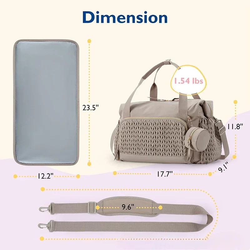 Mommy Diaper Bag Baby Stroller Organizer Backpack Large Capacity Outdoor Travel Maternity Bag with Insulated Pocket Changing Pad 5