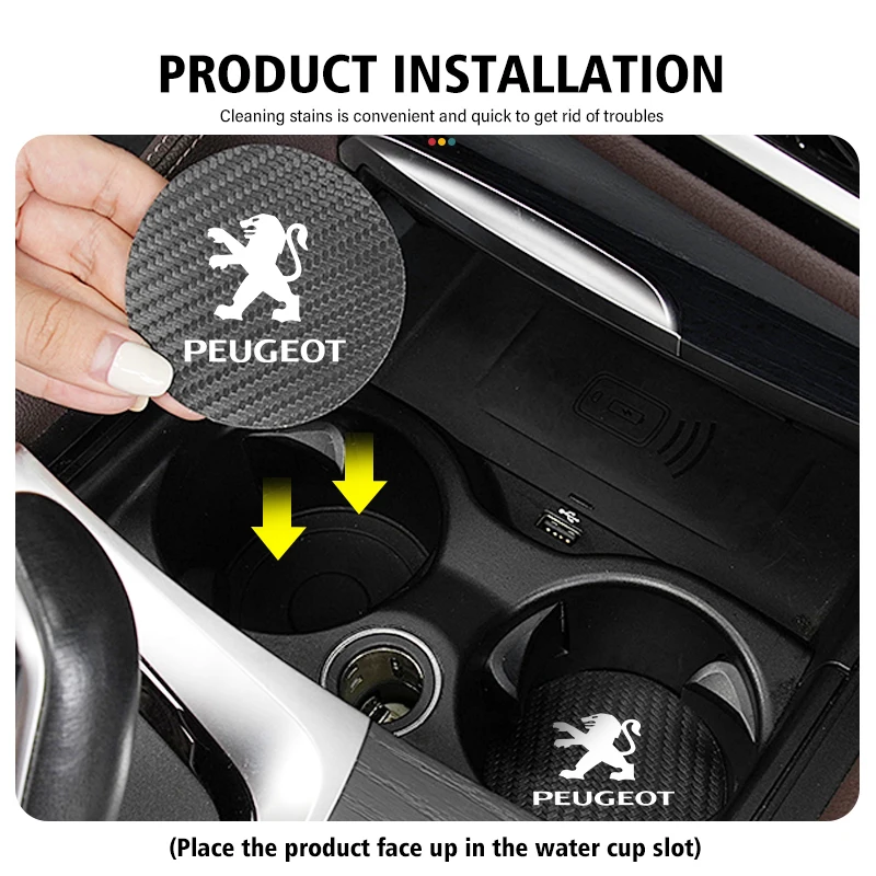 Cup holder coasters,car coaster pads 2pcs Car Anti Slip Pads Coaster Water Cup Holder Slot Mat For Peugeot 307 308 206 207 208 407 508 5008 106 107 205 4008 301