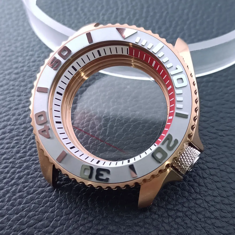 42mm Gold/Rose Gold Steel Watch Case with Sapphire Glass and 22mm Strap