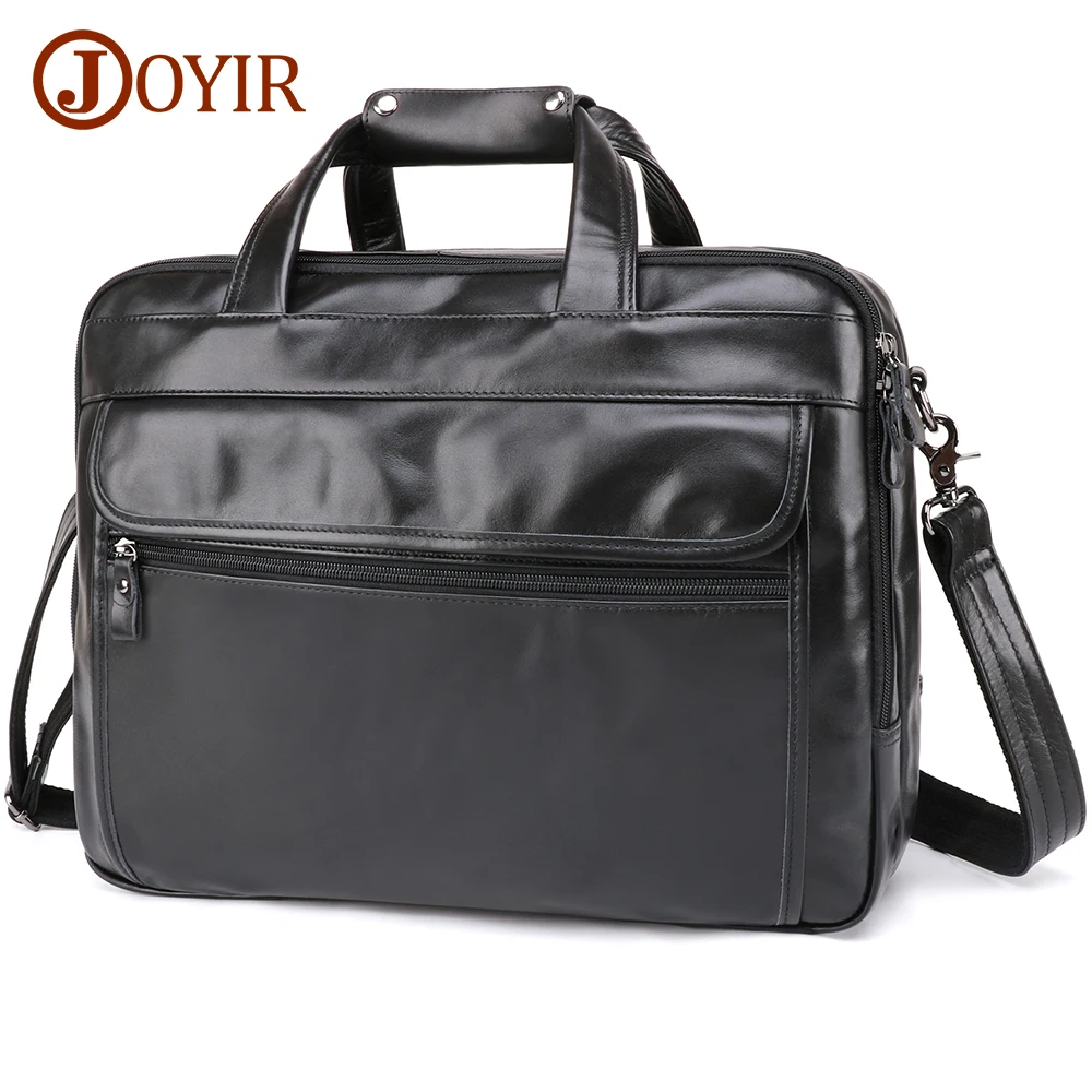 

JOYIR Genuine Leather Briefcase Men Bag Business Handbag Male 15.6" Laptop Shoulder Bags Male Office Work Messenger Bags