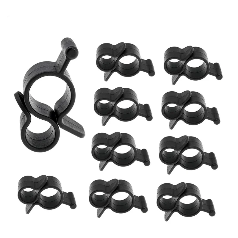 10Pcs Camping Awning Hooks Clips RV Tent Hangers Light Hanger Black Plastic Rope Clamp Tent Hooks Accessory For Caravan Camper